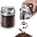 Aelga Small Glass Storage Jar with Lid, Coffee Container Canister Food Storage Jars for Coffee Beans Spice Sugar Tea Bag, Stackable Decorative Container, One-Handed Operation, 17 OZ, Silver