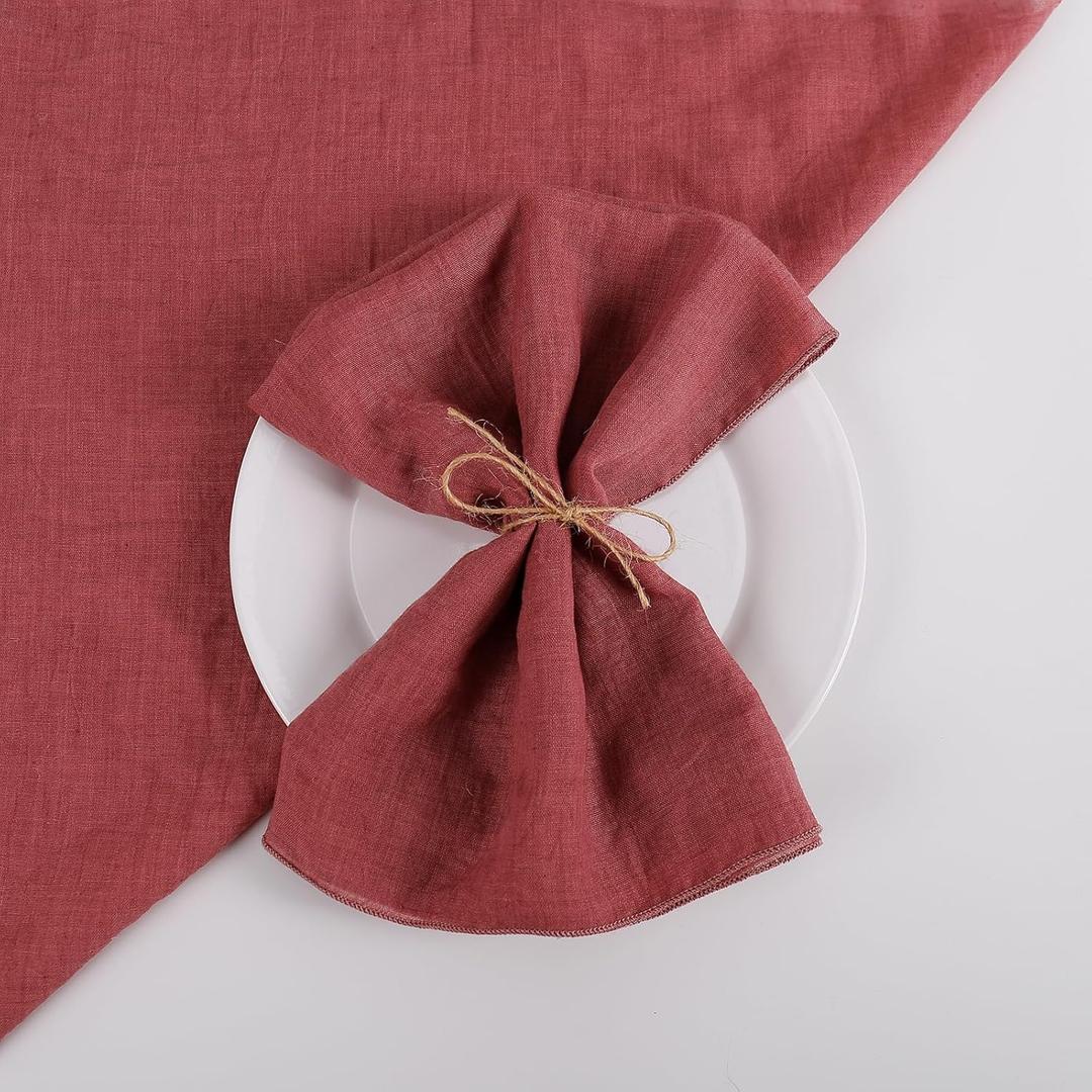 Cotton Cloth Napkins Set of 6, Boho Voile Soft Napkins, 18 x 18 Inches Dinner Cloth Napkins Washable for Mother's Day/Thanksgiving/Christmas/Weddings/Party Kitchen Table Decor(Wine Red)