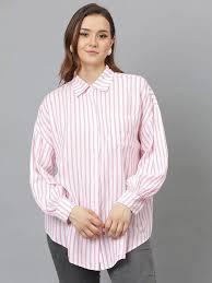 Verdusa Women's Striped Print Button Down Shirts Long Sleeve Collared Loose Blouse Tops Small