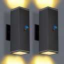 futxnziey Outdoor Wall Lights 2 Packs,Modern Square Dusk to Dawn Outdoor Porch Light,Integrated LED Cylinder Up Down Lights Aluminum Waterproof Wall Lighting Exterior Light for Porch Patio Garage (Black-Square 1)