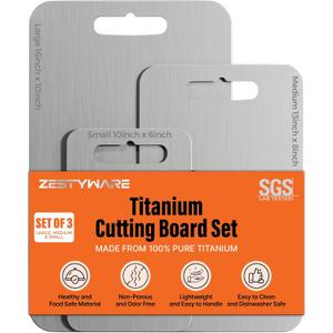 Titanium Cutting Board Set of 3, SGS Lab Tested, 100% Pure Titanium Cutting Boards for Kitchen, Double-Sided Chopping Board, Non-Toxic Material, Dishwasher & Food Grade Safe, Small, Medium and Large