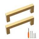 Redunest Cabinet Pulls Gold Cabinet Handles Square Drawer Pulls, 30 Pack 3-3/4 Inch Stainless Steel Kitchen Door Cupboard Cabinet Handles, Drawer Hardware Handles, 96mm Hole Centers