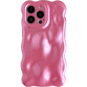 Caseative for iPhone 15 Pro Max Case,Water Ripple Wave Meteorite Bubble Pattern Chrome Plating Electroplated Candy Color Soft Compatible with iPhone Case (Light Pink,iPhone 15 Pro Max)