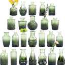 Glass Bud Vase Set of 24, Small Green Flower Vases for Centerpieces in Bulk, Mini Vintage Vase for Wedding Decor, and Home Table Dcor