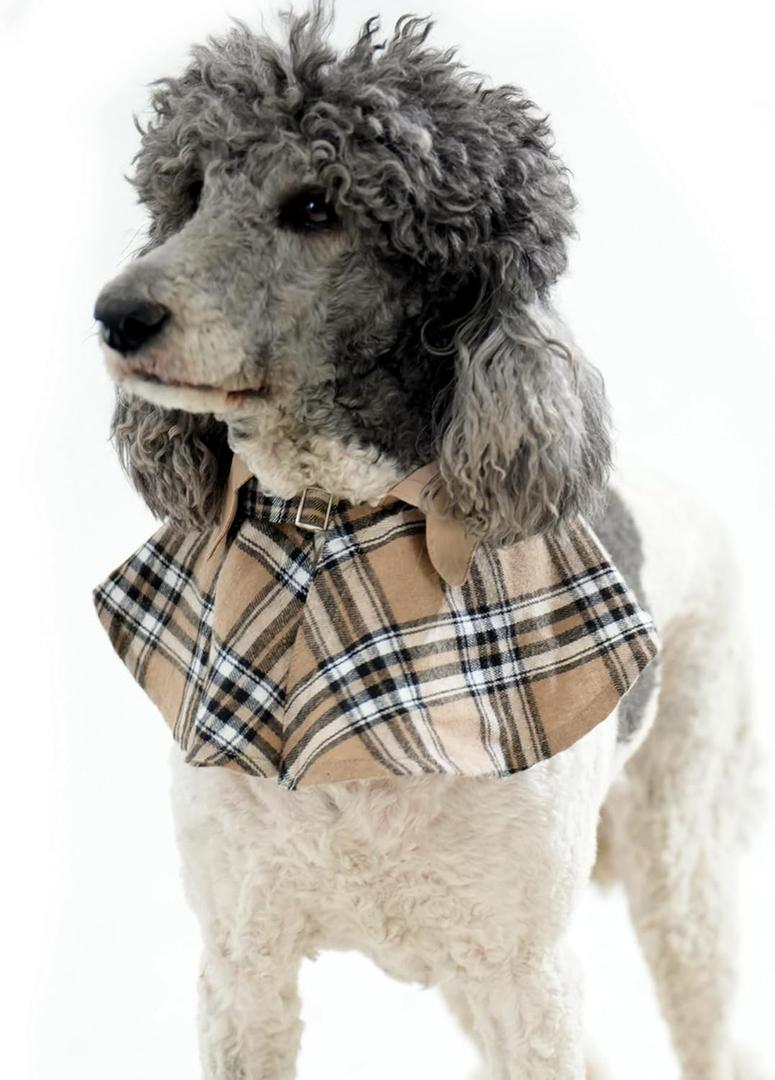 4 x Dog Tuxedo Wedding Suit Shirt with Bow Tie, Formal Outfit Tux Attire for Puppy Small Medium Dogs Cats Costume (Khaki Scarf, Large)