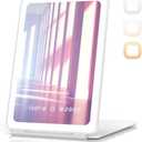 Pack of 3 Travel Makeup Mirror with Time & Temperature Display, 2000mAh Rechargeable Battery, 7.5" Portable Foldable Lighted Mirror with 148 Led Lights, 3 Color Lighting Modes, Touch Dimming