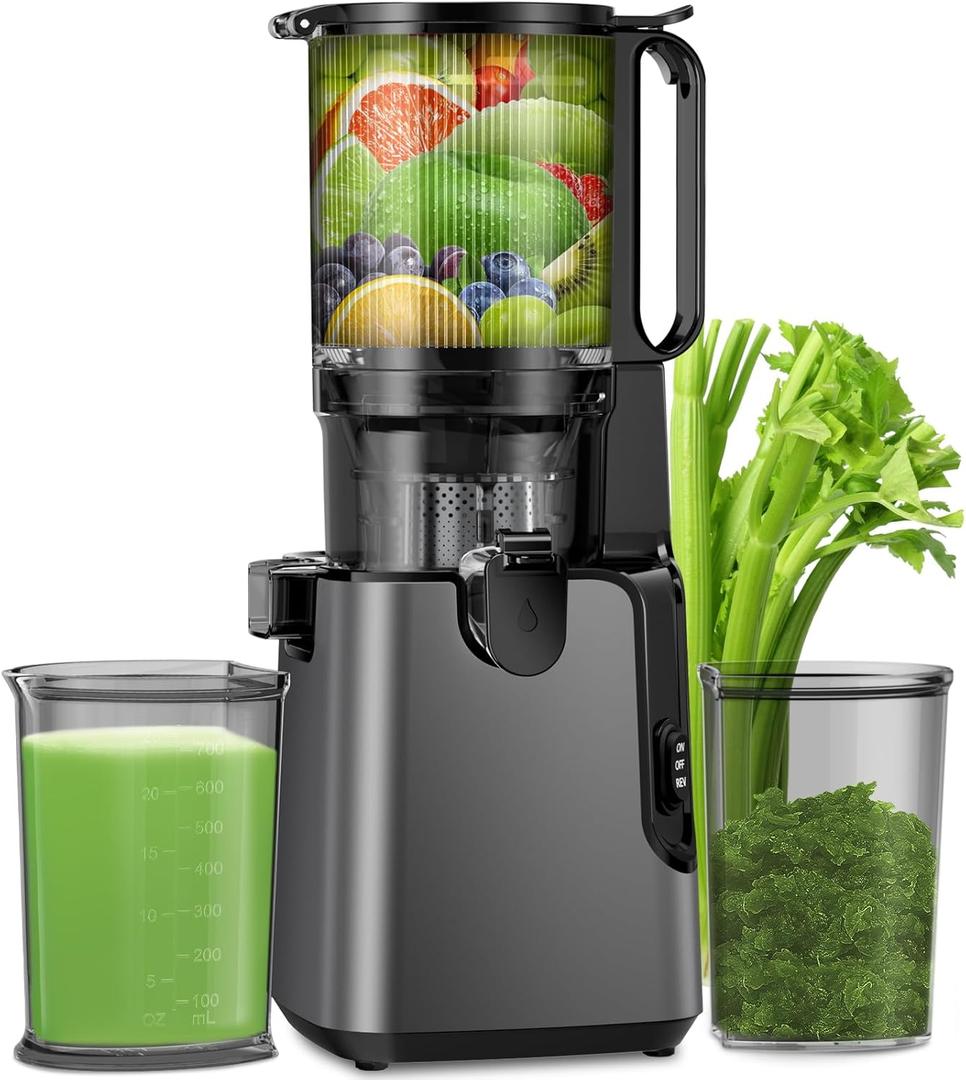 Juicer Machines with 5.8" Extra Large Feed Chute, Cold Press Juicer For Whole Vegetables and Fruits, 400W Professional Slow Masticating juicer Easy to Clean for Batch Juicing Mothers Day Gifts for Mom (Titanium Gray)