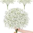 Dolicer 28 Branches Babys Breath Artificial Flowers, 4 Bundles Real Touch Baby Breath Flowers Artificial Bulk, White Fake Flowers, Faux Babies Breath for Wedding Floral Arrangements Home Decor
