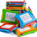 16pc Mini Magnetic Drawing Board, 4-Colors Travel Size Erasable Doodle Magna Board Toy, Small Writing Painting Sketching Pad, Educational Learning and Classroom Prizes for Toddler Boy Girl Kids Child