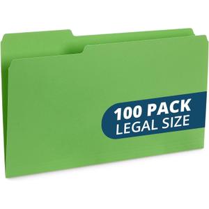 Blue Summit Supplies Green Legal File Folders, 1/3 Cut Tab, Legal Size, Great for Organizing and Easy File Storage, 100 Per Box