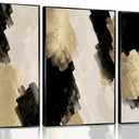 3Pcs Black and Gold Abstract Wall Art Modern Minimalist Posters Prints Neutral Abstract Pictures Painting Wall Decor for Living Room Bedroom Office Decoration Unframed, 12x16Posters