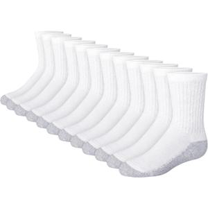 Hanes Boys' Socks Pack, Double Tough Moisture Wicking Ankle, Crew, No Show Socks, 12 & 14 Pair Packs