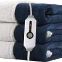 Electric Heated Blanket Full Size 72"x84" - Dual-Sided with Microplush & Sherpa Fabric, 4 Heat Settings & 10 Hours Auto Off, Machine Washable - Dark Blue (07-dark Bule)