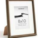 8x10 Solid Walnut Wood Picture Frame, Square Corner, Matted to 5x7, 8x10, 1p