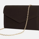 Clutch Purses for Women Evening Bag Faux Suede Formal Party Wedding Dark Brown