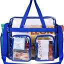 Oraben Clear Tote Bag Clear Bag Stadium Approved 12x6x12 Stadium Bag for Work, Sports Games,Gym (Blue)