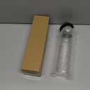 VITVITI Mouthwash Dispenser for Bathroom, Glass Mouth Wash Container with 2 Glass Cups, Press Lid 17OZ Clear Refillable Mouthwash Bottle Decanter with Silicone Pad/Labels, Set of 2