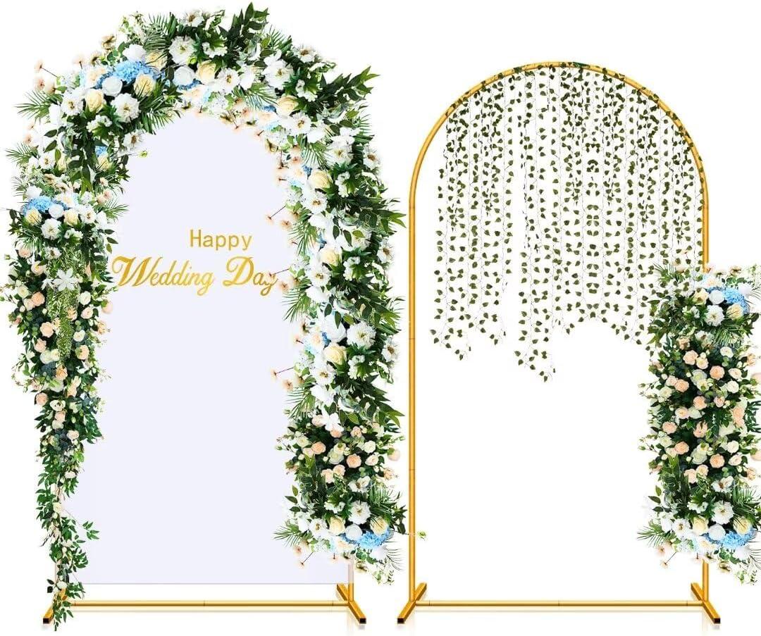 Metal Arch Backdrop Stand and Wedding Arch Cover Spandex - 7.2FT Metal Balloon Arch Stand and Arch Cover Backdrop Fabrict for Wedding Birthday Party Baby Shower Bridal Banquet Decoration, White