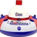 Hydration Station Float and Big Bobber Floating Cooler Bundle, Durable Inner Tube with Cup Holders & Mesh Bottom, Portable Drifter Cooler, Keeps Drinks Cold for Tubing, Boating & Outdoor Fun, 13.875" x 13.875"