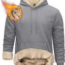 TACVASEN Men's Pullover Hoodie Thick Sherpa Lined Kangaroo Pocket Winter Windproof Warm Fleece Hoodie Athletic Sweatshirts (Gray)