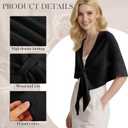 Hercicy 2 Pcs 2026 Shawl Wraps and Belt for Women, Knitted Cardigan Shoulder Top Sweater Shawl Scarf and Leather Belt Set (Black)