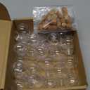 Bokon 25 Pack 1oz Plastic Mini Potion Bottles with Corks Spherical Small Sand Art jar Tiny Clear Ball Shape Liquor Bottles Bulk Wishing Vial for Birthday Halloween Party Favor DIY Crafts Gift (1.6x2 Inch, Round)