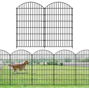 FOREHOGAR Metal Garden Fence 48in (H) x 20.3ft (L), 8 Panels + 9 Stakes Dog Fence Border Fence Animal Barrier, No Dig Garden Fencing for Yard Flower Bed Lawn Patio Outdoor, CTW4808 Black