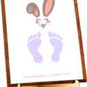 5 x Easter Bunny Footprints, Baby First Easter, Newborn Footprint Kit, Baby Keepsake, Some-Bunny Loves You, Framed Gift for New Mom, Nursery Decor, Infant Memory DIY Footprint Art Display (Wood Brown)