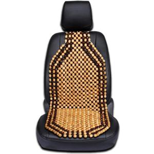 Zento Deals Wood Beaded Comfort Seat Cushion Seat Cover- Double Strung Ultra Comfort Massaging Car Seat Cushion for Car, Truck, or Office Chair (1 - Pack)