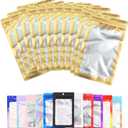 100 Pack Resealable Plastic Bags for Food Storage, Zipper Bags with Clear Front Window, Packaging Pouch for Small Business (Gold, 4.7x7.9 inch)