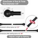 Thestoa 5/8" Diameter Splicing Curtain Rods 2 pack for Windows 30 or 46 inch, Black Curtain Rods for Bedroom, Living Room, Farmhouse, Outdoor etc.