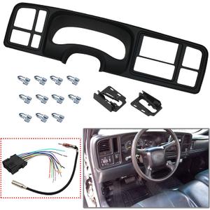 YHB Double DIN Dash Kit W/Wiring Harness & Antenna Adapter Fit 1999-2002 GM Full-Size Trucks/SUV's Silverado Sierra - Double Din Dash Bezel Cover Kit Car Stereo Radio Install Dash Kit