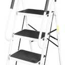 4 Step Ladder, Folding Lightweight Step Stool with Handrails and Wide Anti-Slip Pedal for Home, Office, Kitchen and Garage, Service Height 37.8 inch, 400 lbs Capacity