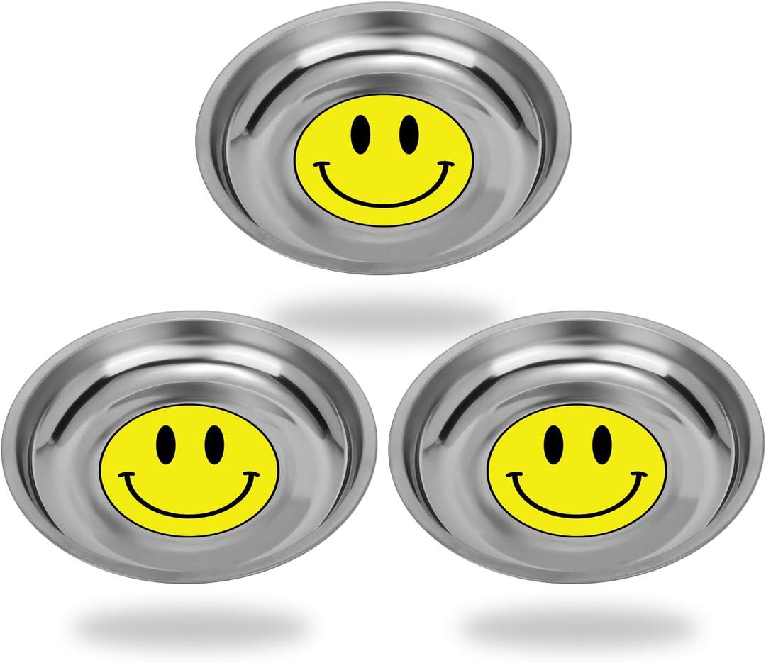 Magnetic Parts Tray 3 Pack, 6" Round Magnetic Parts Bowl, Stainless Steel,for Screw Socket Pin Tools Nuts Bolts Ferruginous Metal Accessories