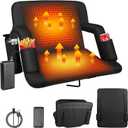 Heated Stadium Seats for Bleachers with Back Support 20 Inch Bleacher Chair with 20000mAh Batter3 Levels Heating Stadium Chair with 6 Reclinng Positions 3 Pockets Portable Waterproof (1, 20inch) (Black 1 Pcs)