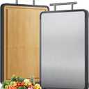 Titanium Bamboo Cutting Board for Kitchen, Double Sided Cutting Board, Titanium Cutting Board & Bamboo Wood Chopping Board, Reversible Cutting Board for Meat Vegetables Fruit, Easy to Clean (16x11)