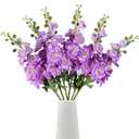Purple Delphinium Artificial Flower 6PCS Purple Faux Larkspur Silk Delphinium Flowers 29.52" Long Stem Fake Flower for Tall Vase Wedding Floral Arrangements Home Table Decor(Purple)