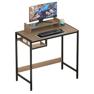 Computer Desk - 32 Inch Home Office Desk with Storage, Gaming Desk with Monitor Stand, Modern Simple Study Table, Adjustable Storage Space, Grey