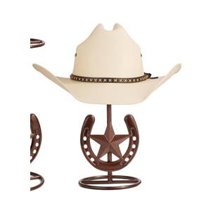 Cowboy Hat Stand, Hat Display, Western Horseshoe Decor, Cowboy Hat Holder, Hat Stands for Display Tabletop, Cowboys Gifts for Men, Desk Hat Rack for Fedora, Sun Hats,Straw Hats, Iron, Bronze, 1 Pack
