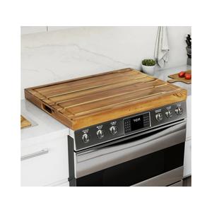 BLUEWEST Noodle Board Stove Cover with Handles, 3 in 1 Wood Stove Top Covers Board for Gas Burners and Electric Stove, Wooden RV Stovetop Cover, Tray for Kitchen Counter Space (Warm Acacia)