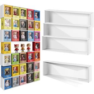 4 Pcs 5x4 Version Display Case for Miniature Figure Stackable Display Stand with Clear Cover, 23 x 7 x 4 Inch, Dustproof Display Rack for Dolls in Boxes, Mini Toys, Collection(holds 20 Figures)