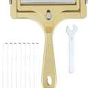 Stainless Steel Wire Cheese Slicer with 8 Replacement Wires & Wrench, Adjustable Handheld Butter Cutter Food Cutter for Mozzarella Cheddar Block Cheese & Butter Slicer Tools(Frosted Gold)