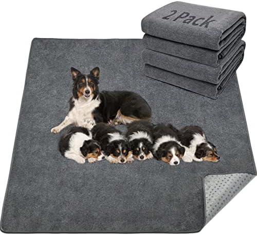 LOOBANI Washable Pee Pad for Dogs, 2 Packs Non-Slip Puppy Training Pads, Fast Absorbent Pet Whelping Pads, Puppy Playpen Mat for Incontinence, Housebreak, Crate, 48x60in, Gray