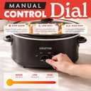 Gourmia Slow Cooker - 6 Quart Removable Ceramic Pot, Manual Controls with 3 Temperature Settings, Dishwasher Safe Crock and Glass Lid, Black