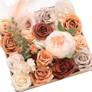 Ling's Moment Terracotta Artificial Flowers Greenery Grand Box Set, Burnt Orange & Blush Peony Fake Flower for DIY Wedding Bridal Bouquet, Centerpieces Decor, Floral Arrangement Decor, etc.