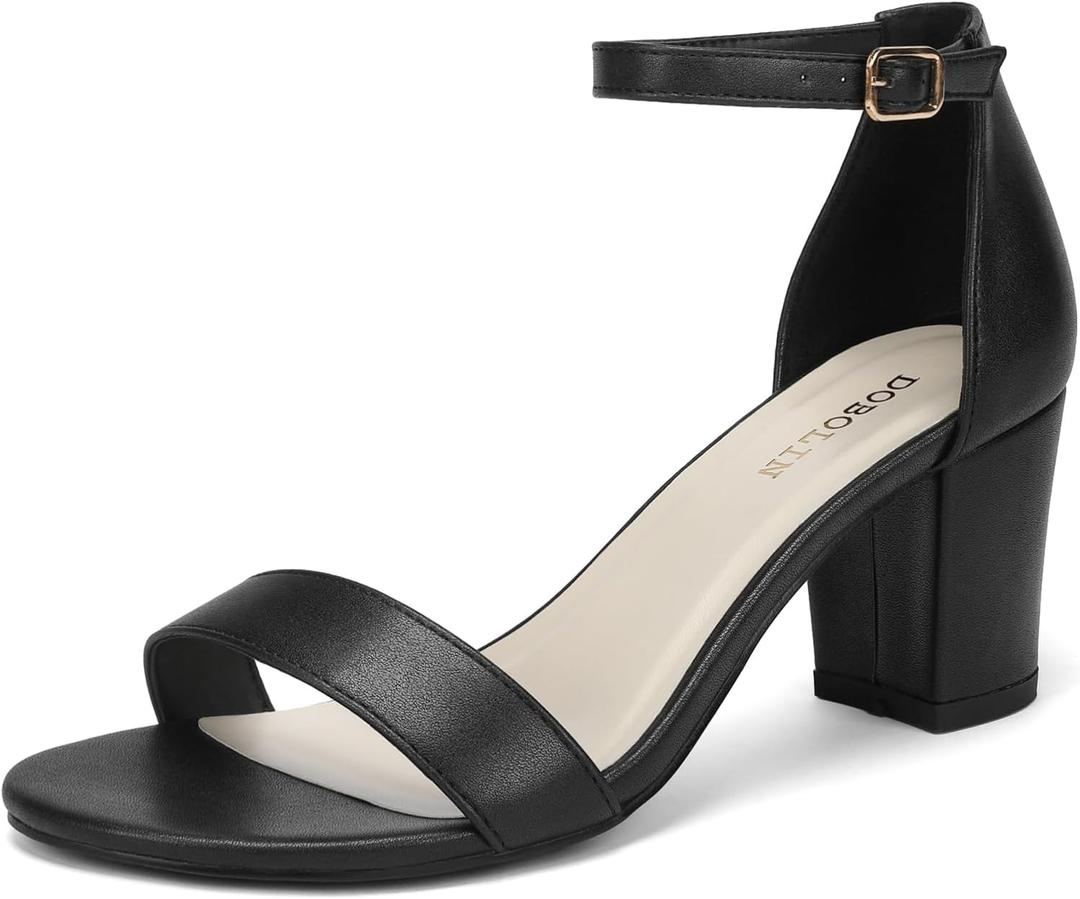 Women's Heeled Sandals Open Toe Ankle Strap 2.5-Inch Chunky Heels Dress Shoes Wide Feet Friendly, Size 41