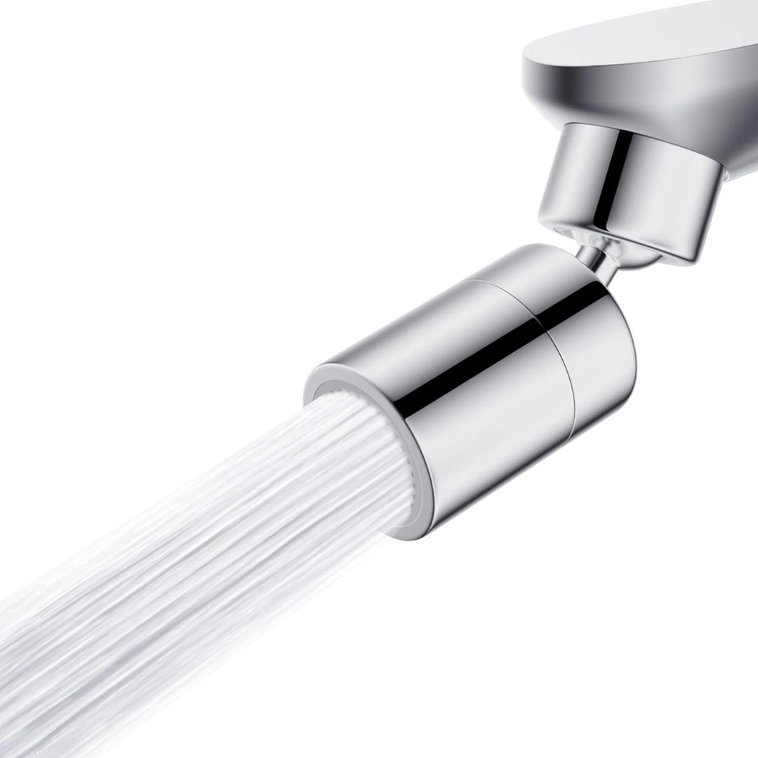 Hibbent NSF/ANSI/CAN 61 Certified Faucet Aerator, Kitchen Sink Aerator, 2 Water Flow CUPC Certification 360-degree Swivel Faucet Extender, 55/64 Inch Female Thread, Water Saving-Chrome Finish