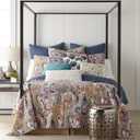 Levtex Home - Nanette Quilt Set - King Quilt (106x92in.) + Two King Pillow Shams (36x20in.) - Bohemian Paisley - Navy, Teal, Green, Red, Gold, Pink - Reversible - Cotton Fabric