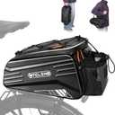 WOTOW Bike Rear Rack Bag - Hard Shell Waterproof Bike Trunk Pannier with Shoulder Strap, 8.6L Large Area Reflective Bicycle Ebike Rear Rack Saddle Seat Bag for Travel Outdoor Cycling