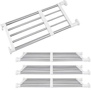 Geetery 4 Pcs Closet Tension Shelf Rod Metal Expandable Shelf Organizer Adjustable Closet Shelves Closet Shelf Rack DIY Closet Dividers Separators for Cabinet Storage Locker Clothes (23.62-39.37 Inch)